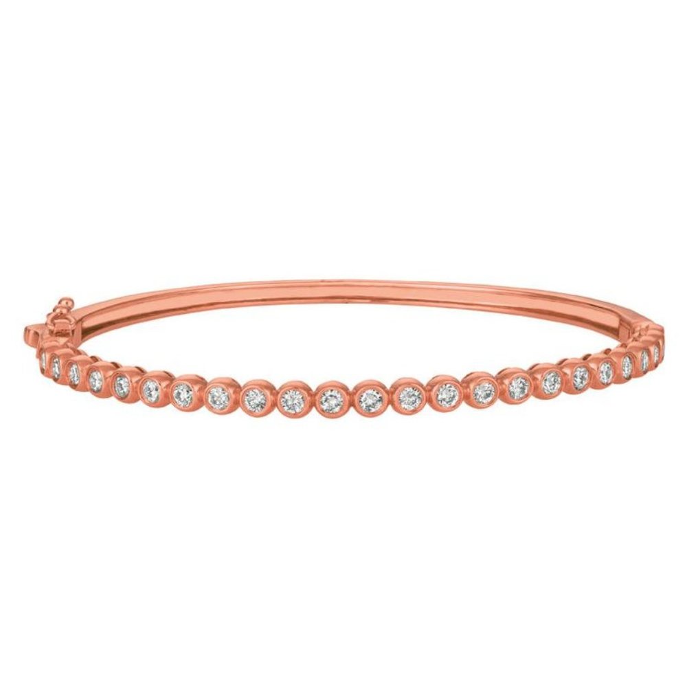 1.25 Carat Natural Diamond Bezel Bangle Bracelet